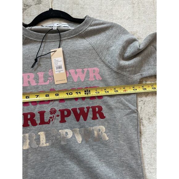 NWT $88 Rebecca Minkoff Girl Power Girl Pwr Gray Pink‎ Crew Neck Sweater XXS - Picture 7 of 7
